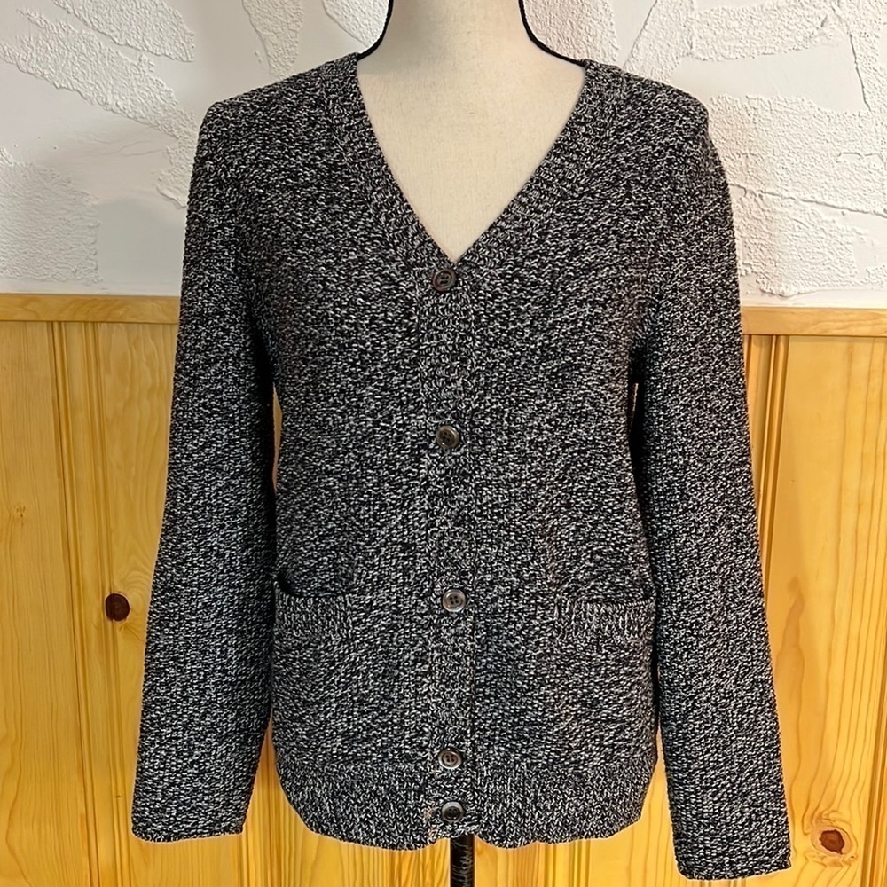 A.P.C. Rue Madame Paris Black & White Wool Cardigan Sz-S